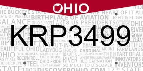 KRP3499 Ohio License Plate