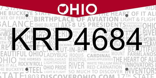 KRP4684 Ohio License Plate