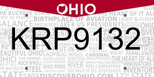KRP9132 Ohio License Plate