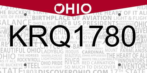 KRQ1780 Ohio License Plate