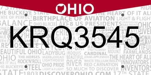 KRQ3545 Ohio License Plate