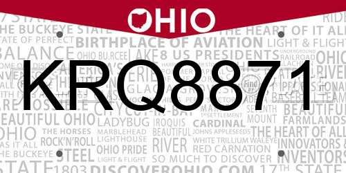 KRQ8871 Ohio License Plate