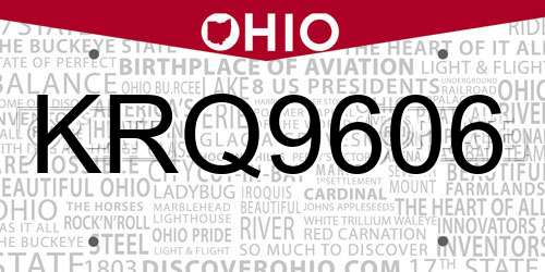 KRQ9606 Ohio License Plate