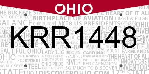 KRR1448 Ohio License Plate