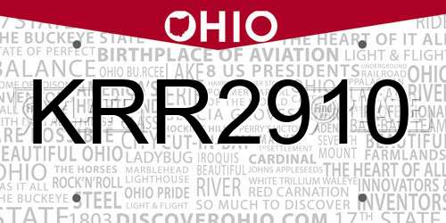KRR2910 Ohio License Plate