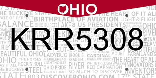 KRR5308 Ohio License Plate