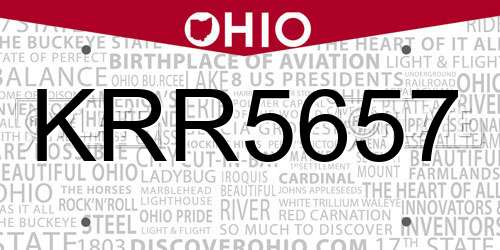 KRR5657 Ohio License Plate