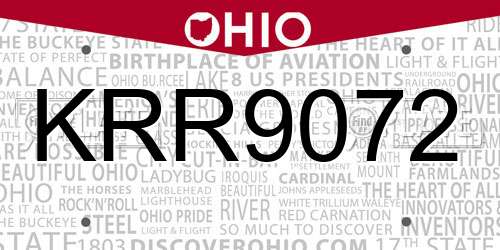 KRR9072 Ohio License Plate