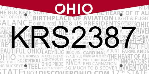 KRS2387 Ohio License Plate