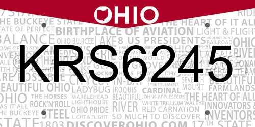 KRS6245 Ohio License Plate