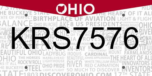 KRS7576 Ohio License Plate