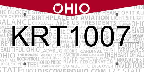 KRT1007 Ohio License Plate