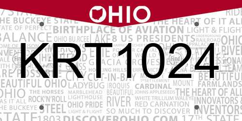 KRT1024 Ohio License Plate