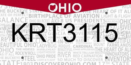KRT3115 Ohio License Plate