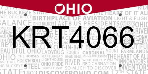 KRT4066 Ohio License Plate