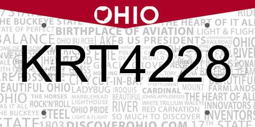 KRT4228 Ohio License Plate