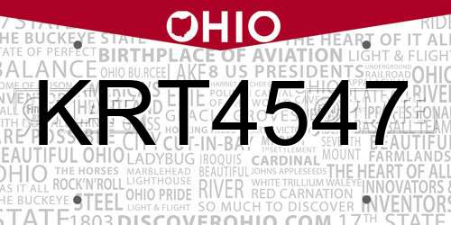 KRT4547 Ohio License Plate