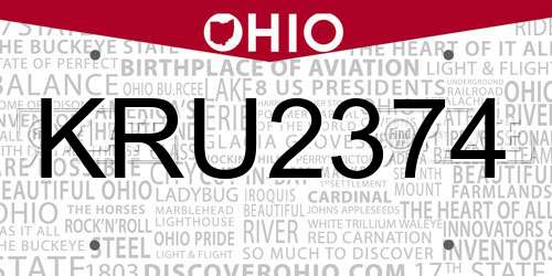 KRU2374 Ohio License Plate