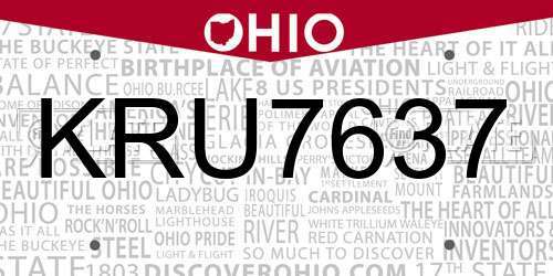 KRU7637 Ohio License Plate