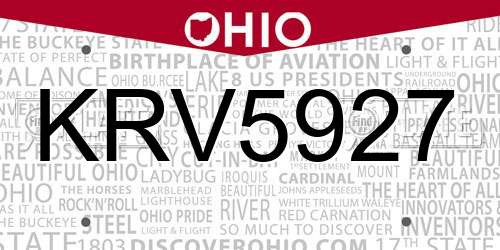 KRV5927 Ohio License Plate