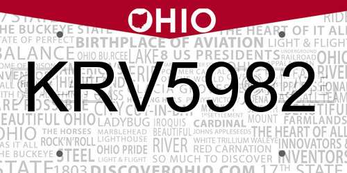 KRV5982 Ohio License Plate