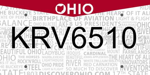 KRV6510 Ohio License Plate