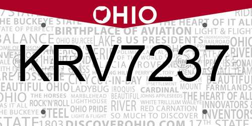 KRV7237 Ohio License Plate