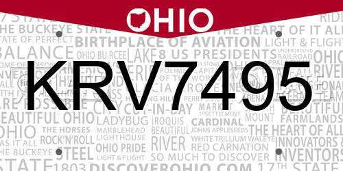 KRV7495 Ohio License Plate