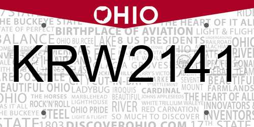 KRW2141 Ohio License Plate