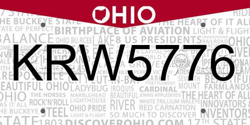 KRW5776 Ohio License Plate