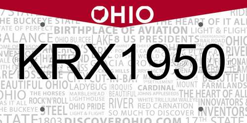 KRX1950 Ohio License Plate