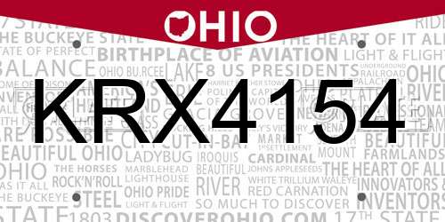 KRX4154 Ohio License Plate