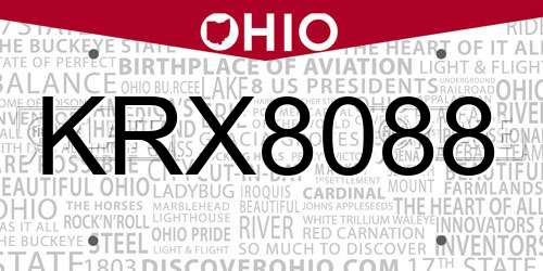 KRX8088 Ohio License Plate