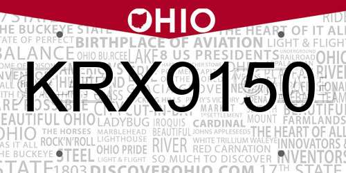 KRX9150 Ohio License Plate