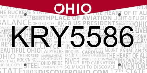 KRY5586 Ohio License Plate