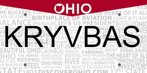 KRYVBAS Ohio License Plate