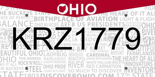 KRZ1779 Ohio License Plate