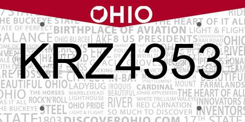 KRZ4353 Ohio License Plate