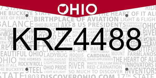 KRZ4488 Ohio License Plate