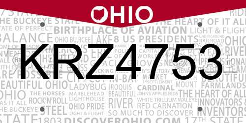 KRZ4753 Ohio License Plate
