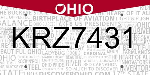 KRZ7431 Ohio License Plate