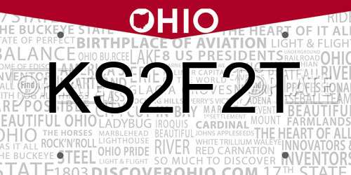 KS2F2T Ohio License Plate