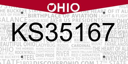 KS35167 Ohio License Plate