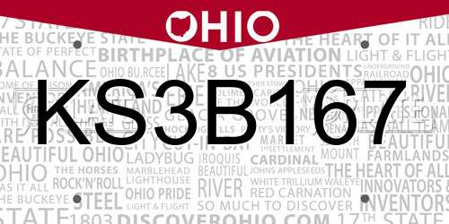 KS3B167 Ohio License Plate