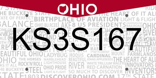 KS3S167 Ohio License Plate