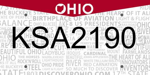 KSA2190 Ohio License Plate