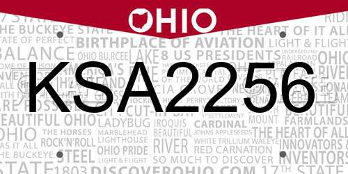 KSA2256 Ohio License Plate