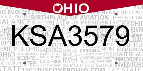 KSA3579 Ohio License Plate