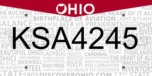 KSA4245 Ohio License Plate