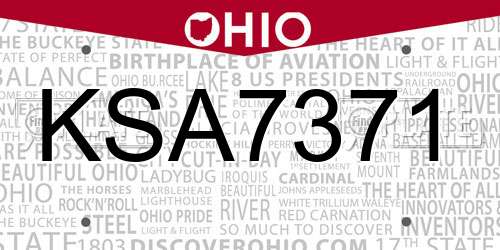 KSA7371 Ohio License Plate